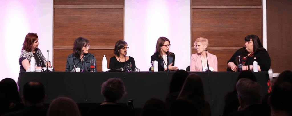 A panel of speakers at a Tech Forum conference