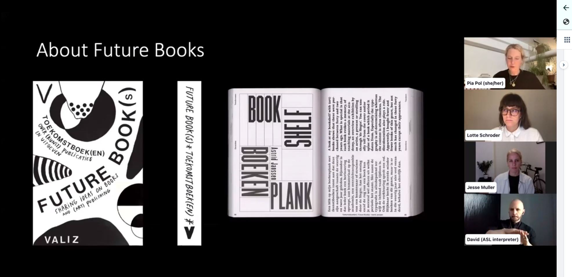 Screen capture from the Future Books presentation
