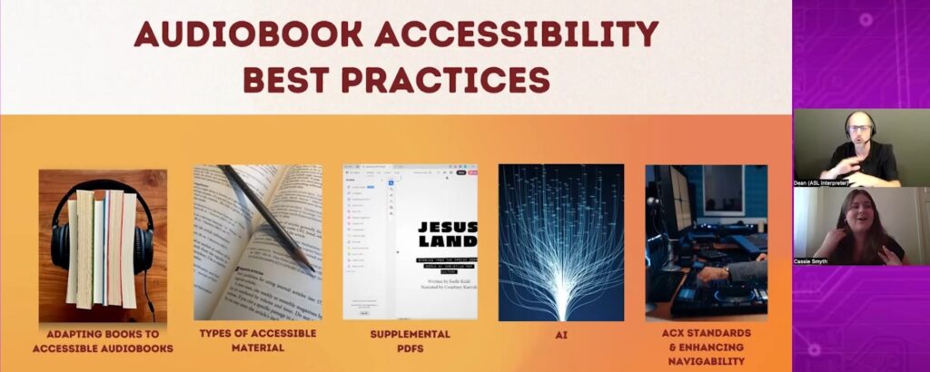 Screen capture from the "Audiobooks for everyone: An accessibility-first approach" webinar