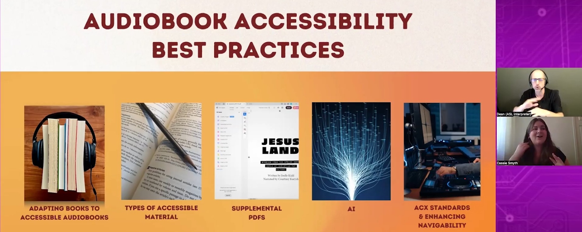 Screen capture from the "Audiobooks for everyone: An accessibility-first approach" webinar
