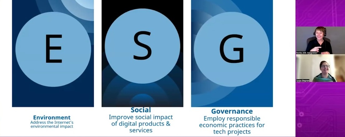 Screen capture from the Embedding sustainability: Tips for ebook and print production webinar